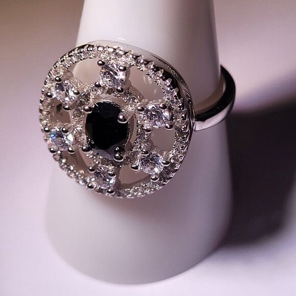 Elite New .925 Sterling Silver Sapphire & AAA Grade Australian CZ Ring Size 8 - Picture 11 of 11